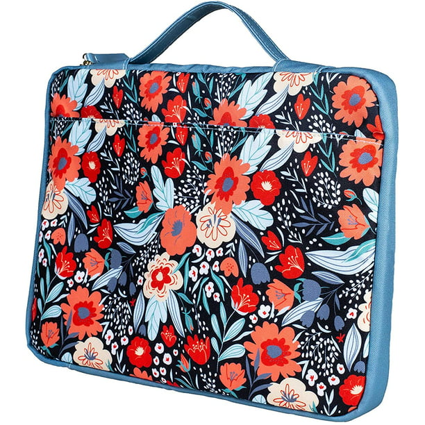 Flowers Birds Laptop Sleeve Bag Compatible with 13-14 inch Laptop case with Plush Inner Liner Bag Double Zipper Computer Case Provides Shock-Proof Function Mirror 